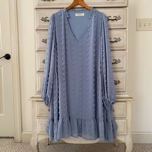 Dusty Blue Swiss Dot Dress